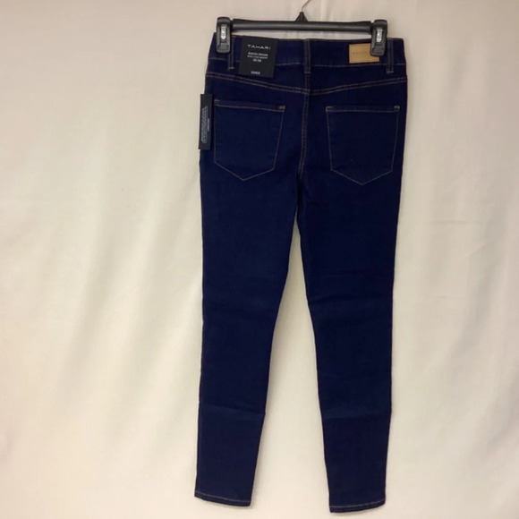 TAHARI jeans womens SZ 10 Jamie style roll cuff skinny dark navy denim legs de… - Picture 6 of 12